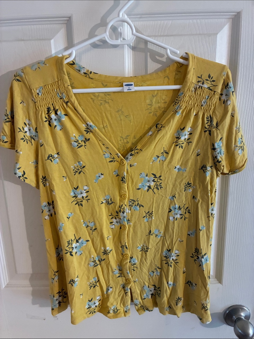 Old Navy medium yellow and blue button down top